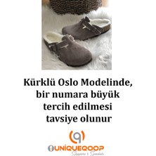 Uniqueqoop Oslo  Deri Mantar Taban Kürklü Ortopedik Terlik
