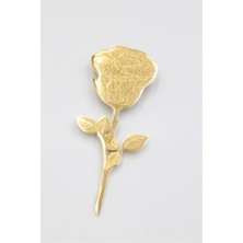 Royaleks Çelik Gül Broş - Altın