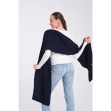 Robanu Yumuşak Dokulu Lacivert Örme Şal | Sıcak, Yumuşak ve Zarif Şal Atkı