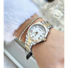 Guess Kadın Kol Saati 36 mm Altın - Gümüş Çelik Kasa Suya Dayanıklı Beyaz Kadran GUGW0308L6