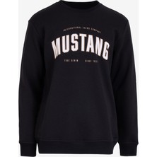 Mustang Bisiklet Yaka Siyah - Beyaz Erkek Sweatshırt M4WM-SWT-1981