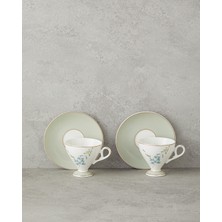 English Home Valentina New Bone China 4 Parça 2 Kişilik Kahve Fincan Takımı 80 ml Açık Yeşil