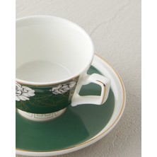 English Home Evelina New Bone China 4 Parça 2 Kişilik Kahve Fincan Takımı 90 ml Koyu Yeşil