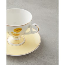 English Home Valentina New Bone China 4 Parça 2 Kişilik Kahve Fincan Takımı Sarı 80 ml