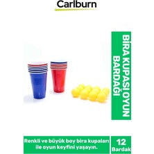 Carlburn Özel Üretim Eğlenceli Özel Gün Beer Pong  Renkli Büyük 12 Karton Bira Kupası 12 Toplu Oyun Bardağı