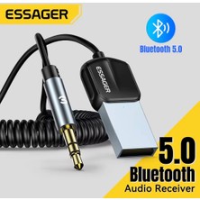 Essager EB01 Bluetooth Aux Mikrofonlu Hi-Fi Ses 3.5mm 5.0 Verici CE/FC/ROHS Lisanslı Yeni Nesil Son Teknoloji Bluetooth Aux Araç Kiti Navigasyon Destekli