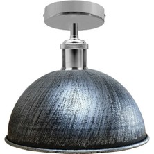 Riolight Vintage,rustik,retro Gri Fırçalı Patina Başlık Krom 1XE27 Metal Plofonyer Avize ÇAP:23CM