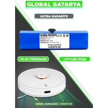 Global Batarya Lydsto R1 Vacuum Uyumlu Akıllı Robot Süpürge Bataryası 14.4V 7000MAH Li-Ion Pil (Ultra Kapasite)