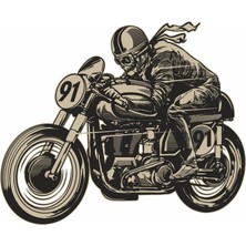 Sticker Usta Retro Motosiklet Sticker 00374