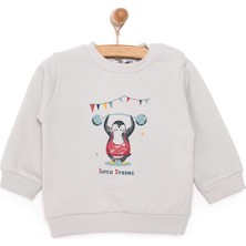 HelloBaby HelloBaby Basic Az Şardonlu Penguen Baskılı Sweatshirt Erkek Bebek
