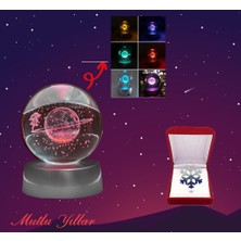 Regalo Renk Değiştiren Cam Küre Gece Lambası  Kar Tanesi Kolye Hediye Seti 7