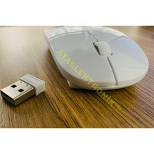 Ata Elektronik Beyaz Renk Slim Sessiz KABLOSUZ WİRELESS MOUSE MAUS 2.4G