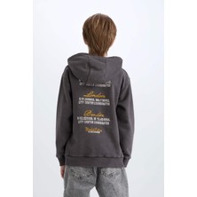 DeFacto Erkek Çocuk Kapüşonlu Sırt Baskılı Sweatshirt D3060A824WN