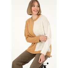 U.S. Polo Assn. Kadın Camel Melanj Bisiklet Yaka Kazak 50291624-VR122