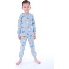 Zuzunga Sevimli Hayvanlar Koala-Fil-Timsah  Unisex Mavi Pijama Takımı