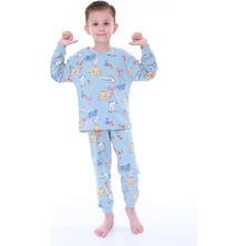 Zuzunga Sevimli Hayvanlar Koala-Fil-Timsah  Unisex Mavi Pijama Takımı