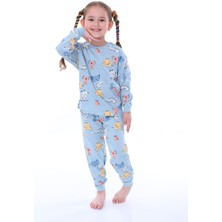 Zuzunga Sevimli Hayvanlar Koala-Fil-Timsah  Unisex Mavi Pijama Takımı