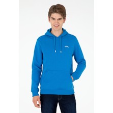 U.S. Polo Assn. Erkek Kapüşonlu Kobalt Mavi Basic Şardonlu Sweatshirt 50295176-VR077