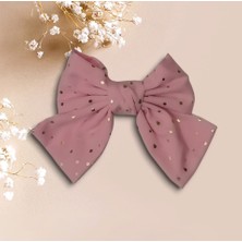 Gigi Giyim Ortası Düğümlü Puantiye Desenli Büyük Fiyonk Otomatik Toka