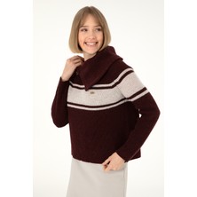 U.S. Polo Assn. Kadın Bordo V Yaka Kazak 50293133-VR014