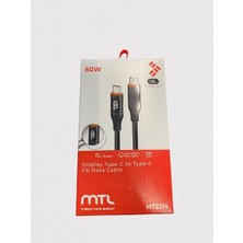 Mtl 60W Display Type-C  To Type-C Şarj Yüzdesi Göstergeli Data Kablo