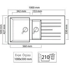 Thorax Granit Eviye Harlem T2 Antrasit 100X50