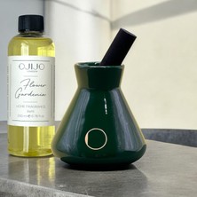 Ojijo London Çubuklu Oda Kokusu 200 ml, Flower Gardenia,  Parlak Yeşil Seramik Pot