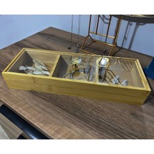 ALMITAL 3 Bölmeli Düzenleyici Organizer Bambu Saklama Kutusu