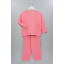Fitilli Cepli Pembe Kız Çocuk Pijama Takımı
