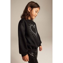 Kız Çocuk Sweatshirt Taş Kalpli