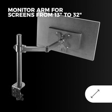 Mars 32" Ekranlar Için Mafsallı Monitör Kolu Standı - Yüksekliği Ayarlanabilir, Çelik Yapı