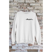 Fuddy Moda Unisex Supra Mk4 Sırt Baskılı Kapüşonsuz Sweatshirt, Oversize Yarış Araba Baskılı Sweatshirt