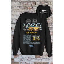 Fuddy Moda Unisex Mus-Tang Gen6 Sırt Baskılı Kapüşonsuz Sweatshirt, Oversize Yarış Araba Baskılı Sweatshirt