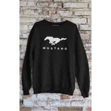 Fuddy Moda Unisex Mus-Tang Gen6 Sırt Baskılı Kapüşonsuz Sweatshirt, Oversize Yarış Araba Baskılı Sweatshirt