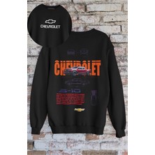 Fuddy Moda Unisex S-10 Classic Sırt Baskılı Kapüşonsuz Sweatshirt, Oversize Klasik Araba Baskılı Sweatshirt