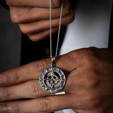 Ebrar Silver Gümüş Ay Pusulası Kolye 925 Ayar Gümüş Taşsız Unisex Ay Pusulası Kolye