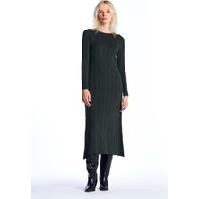 Sherin Yeşil Fitilli Triko Elbise