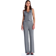 Gri Fitilli Pantolon