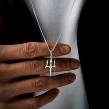Ebrar Silver Gümüş Poseidon Mızrağı Kolye 925 Ayar Gümüş Poseidon Mızrağı Figürlü Unisex Kolye Mızrak Kolye