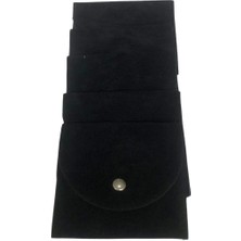 Özer Kutu Kadife (Süet) Zarf Kese Siyah 10 Adet 8X10 Boy Takı, Altın Kesesi (Çıtçıtlı)