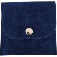 Özer Kutu Kadife (Süet) Zarf Kese Lacivert 10 Adet 7x7 cm Boy Takı, Altın Kesesi (Çıtçıtlı)