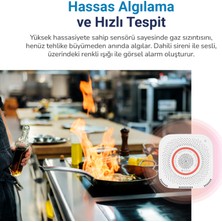 Hybrone Akıllı Wi-Fi Gaz Sensörü, Doğalgaz Algılama, Sesli Işıklı Alarm Uyarısı, Uygulama ile Anında Bildirim