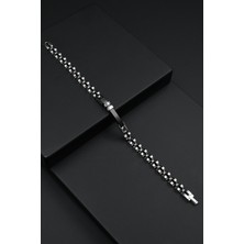 Frnch 316L Çelik Italyan Model Gümüş-Siyah Renk Erkek Bileklik FRJ12273-3273-AB2