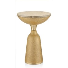 Seta Textured Dark Mermer Sehpa Gold 42*42*57 cm