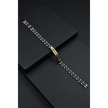 Frnch 316L Çelik Italyan Model Zirkon Taşlı Altın Renk Erkek Bileklik FRJ12267-3267-AG