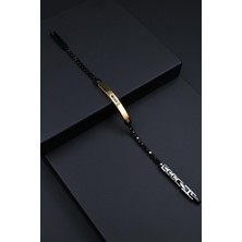 Frnch 316L Çelik Italyan Model Zirkon Taşlı Siyah-Altın Renk Erkek Bileklik FRJ12265-3265-B2G