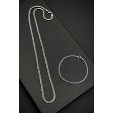 Frnch 925 Ayar Gümüş Italyan Model Gümüş Renk Erkek Bileklik/kolye Set FRJ12219-3219-A