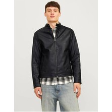 Jack & Jones Jjedylan Clean Pu Erkek Mevsimlik Mont Siyah 12261195 V3