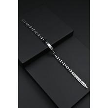 Frnch 316L Çelik Italyan Model Zirkon Taşlı Gümüş-Siyah Renk Erkek Bileklik FRJ12296-3296-AB2