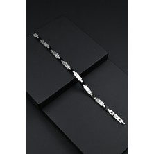 Frnch 316L Çelik Italyan Model Gümüş-Siyah Renk Erkek Bileklik FRJ12289-3289-AB2